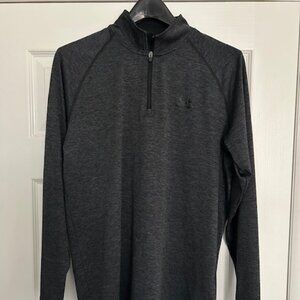 Men's UnderArmour Thin Quarter Zip - Gray w/Black Accents - Size M